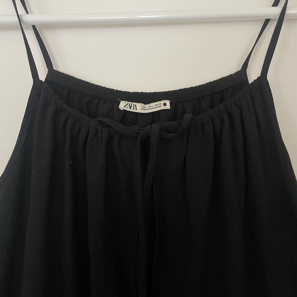 Zara Black Tiered Midi Dress Large | Minimalist Strappy Summer Dress - Picture 6 of 8